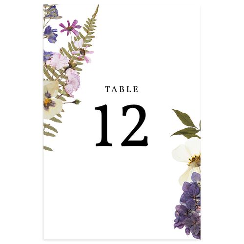 Pressed Flowers Table Numbers Purple Petal Signature