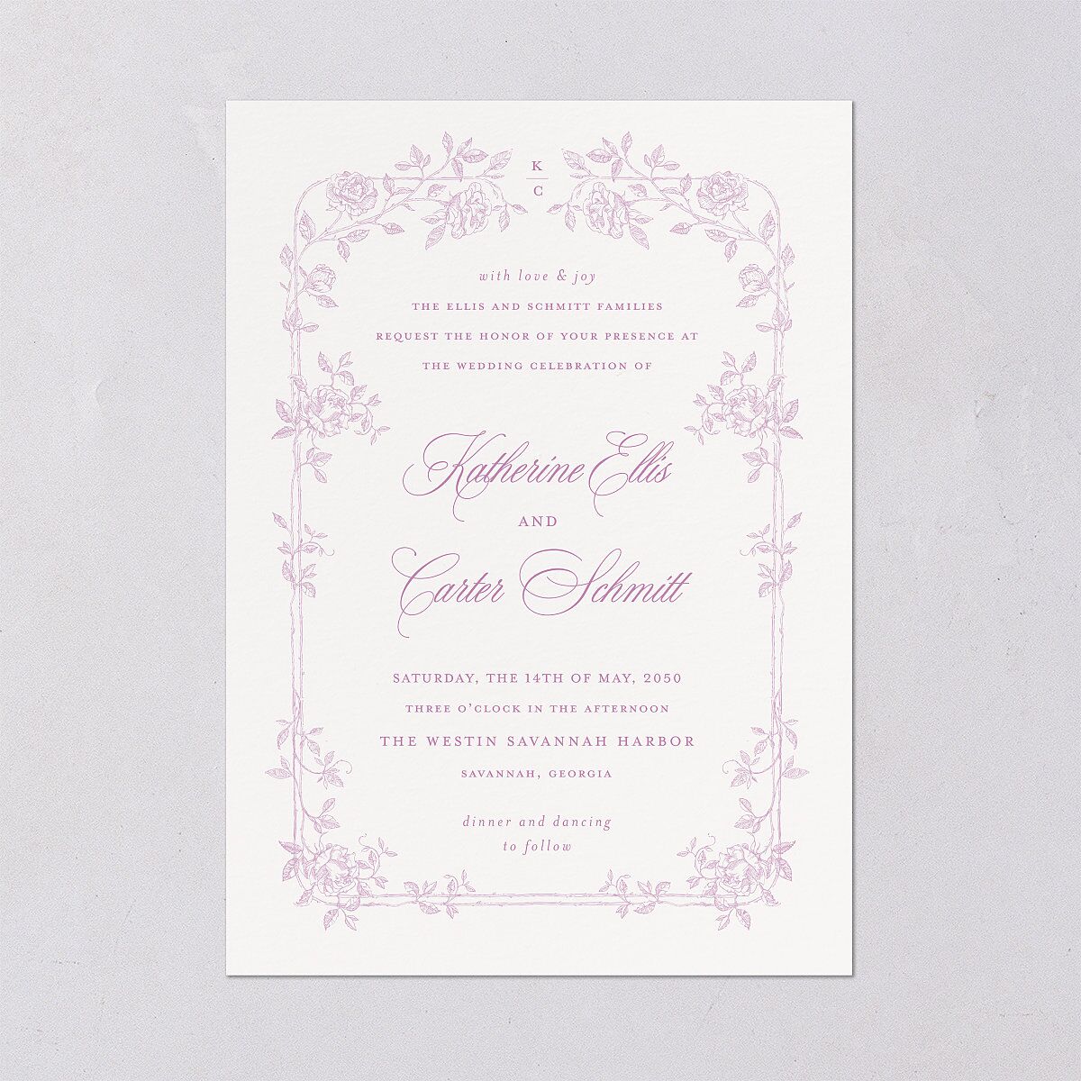 Eclectic Garden Reverie Wedding Invitations Lavender Signature Blank No Standard