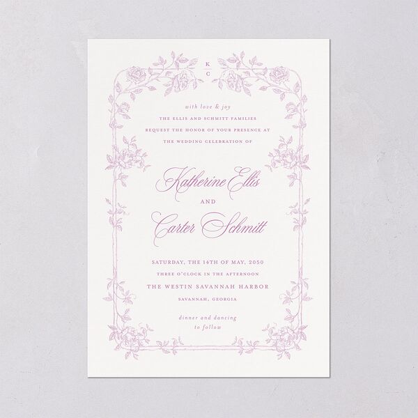 Eclectic Garden Reverie Wedding Invitations Lavender Signature Blank No Standard