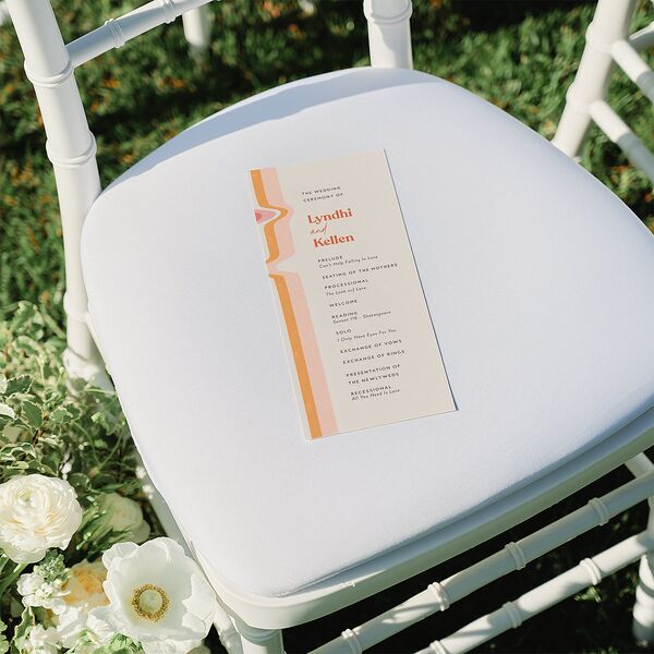 Groovy Lines Wedding Programs Coral Pink Signature