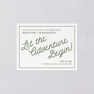 Happy Campers Save the Date Petite Cards Deep Olive Signature smooth Blank No