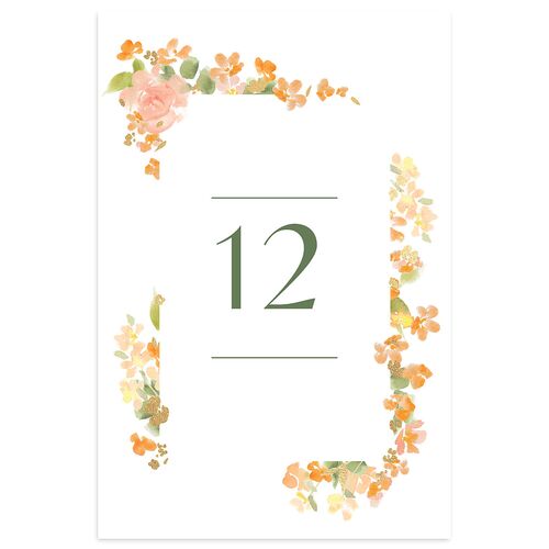 Scattered Blossoms Table Numbers Gold Apricot Signature