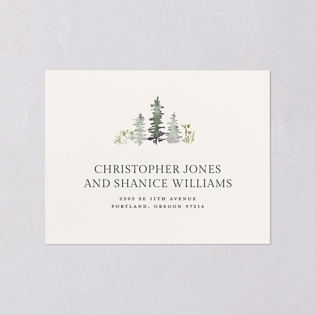 Elegant Mountain Border All-in-One Wedding Invitations Meadow Signature Light Both Recipient and Return Addresses No
