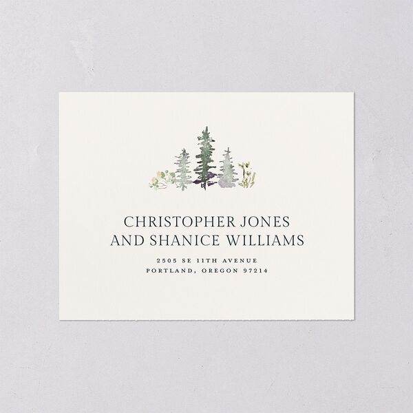 Elegant Mountain Border All-in-One Wedding Invitations Meadow Signature Light Both Recipient and Return Addresses No