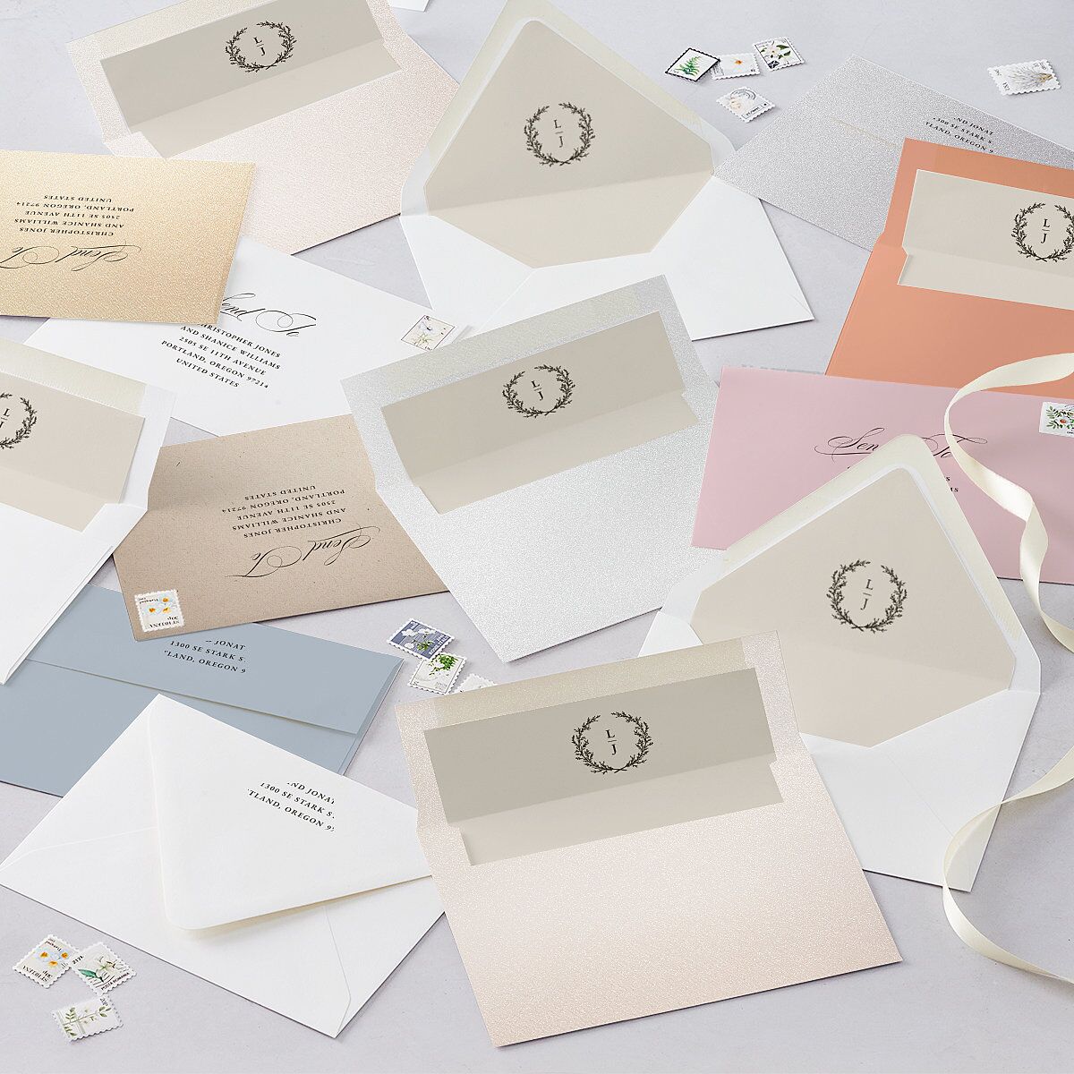 Branches Monogram Euro Envelope Liners Linen Luxe