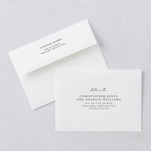 Eucalyptus Frame Rehearsal Dinner Invitation Envelopes Standard Pure White White Both Recipient and Return Addresses Signature