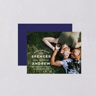 Adventure Icon Save the Date Petite Cards Navy Signature smooth Blank No Standard