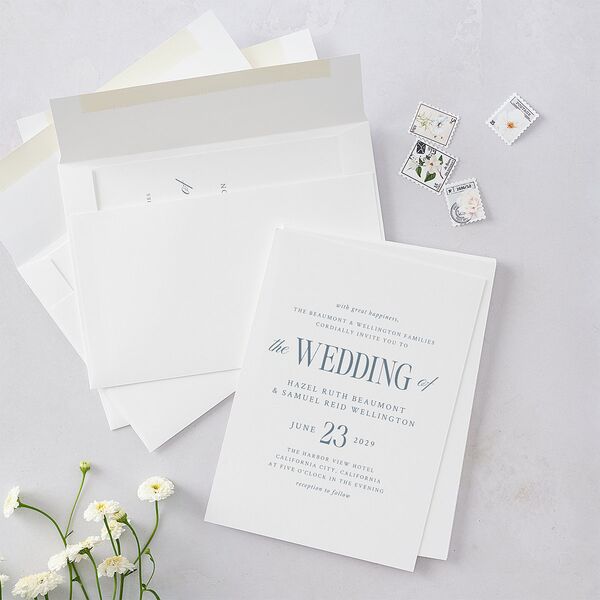 Elegant Wedding Of Wedding Invitations Dusty Blue Signature Blank Standard No