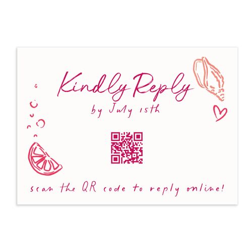 Nautical Border QR Code RSVP Cards Coral Pink Signature Standard
