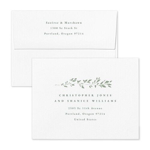 Dainty Frame Thank You Card Envelopes White Thyme Both Recipient and Return Addresses Signature Standard