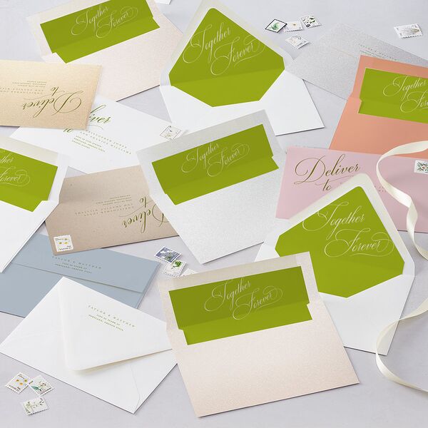 Modern Wedding Of Calligraphy Euro Envelope Liners Chartreuse Luxe