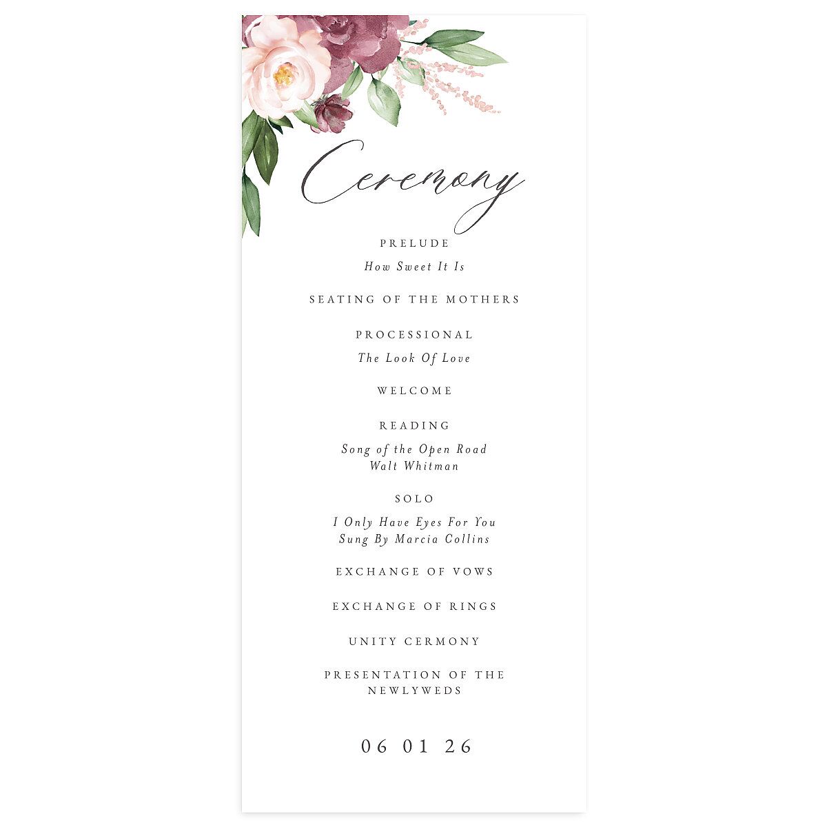 Beloved Floral Wedding Programs