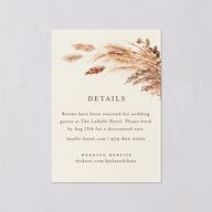 Soft Pampas Botanical Wedding Event Detail Cards Sepia Signature Standard