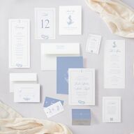Coastal Oysters and Anchors Wedding Invitations Sea Blue Signature Blank No Standard