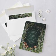 Mushroom Garden Fairytale Wedding Invitations Dark Green Signature Blank No Standard
