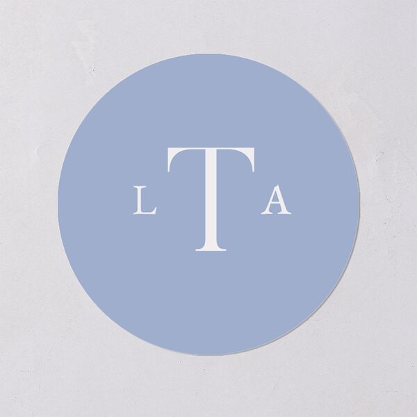 Coastal Oysters and Anchors Wedding Stickers Sea Blue Circle