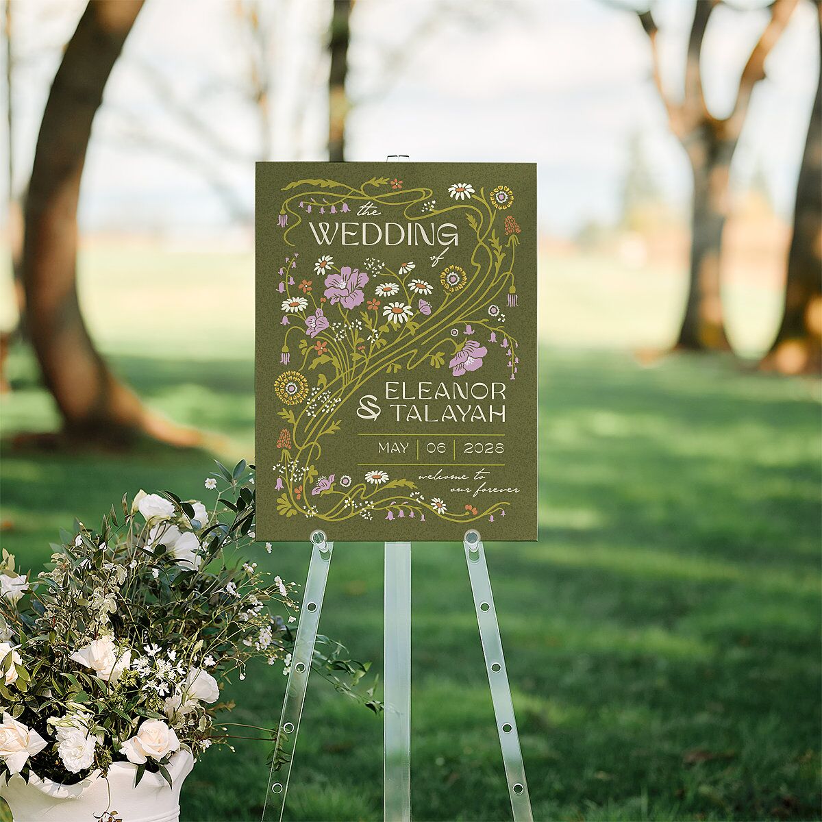 Wildflower Nouveau Standard Welcome Sign Medium Dark Camo Standard Indoor Foam Core M Welcome