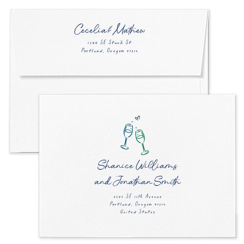 Nautical Border Save The Date Card Envelopes White French Blue Both Recipient and Return Addresses Signature Standard