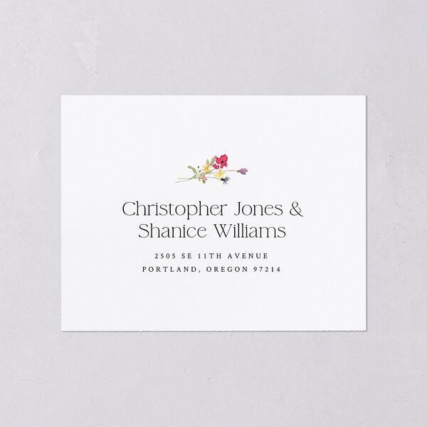 Wildflower Arch All-in-One Wedding Invitations Pure White Signature Light Both Recipient and Return Addresses No