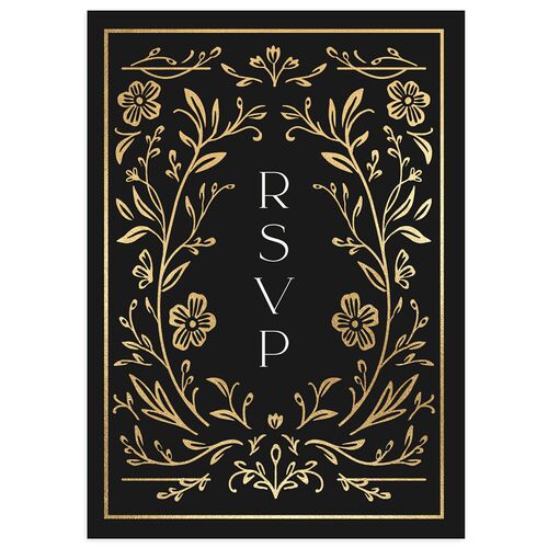 Storybook Filigree Wedding Response Cards Gold Charcoal Signature Standard