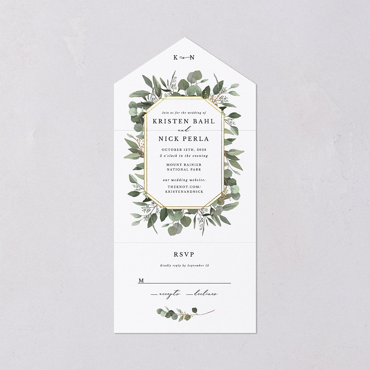 Eucalyptus Frame All-in-One Wedding Invitations — view 1