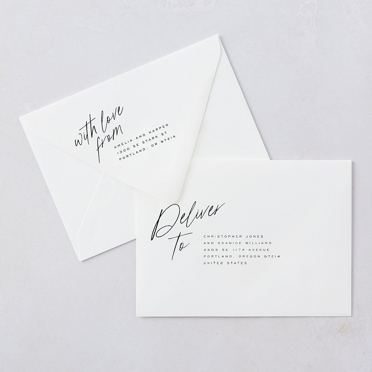 You Are Mine Save The Date Card Euro Envelopes White Pure White Both Recipient and Return Addresses Luxe Signature