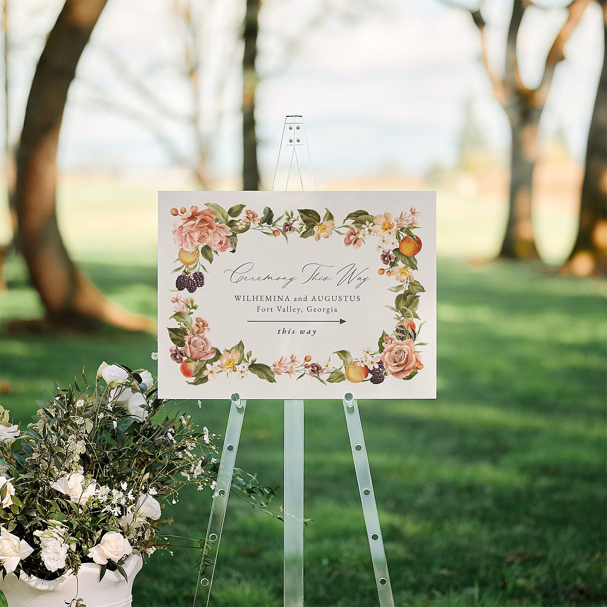 Botanical Citrus Garden Standard Direction Sign Medium Rose Gold Standard Indoor Foam Core M Direction