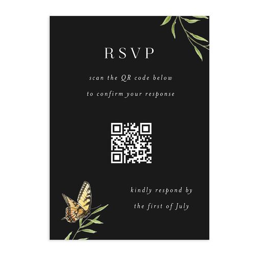 Rustic Butterflies QR Code RSVP Cards Charcoal Signature Standard