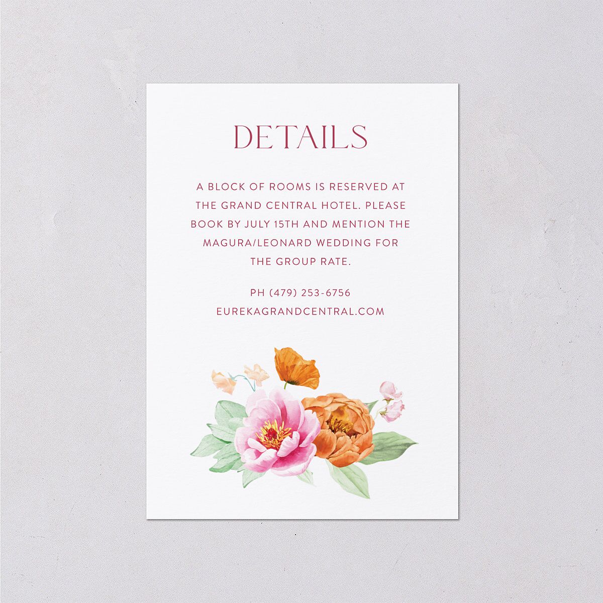 Whimsical Maximalist Floral Wedding Event Detail Cards Mulberry Signature Standard