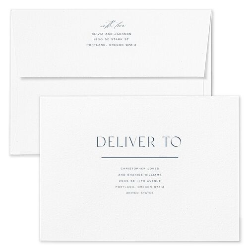 Just Us Bridal Shower Invitation Envelopes White Regency Blue Both Recipient and Return Addresses Signature Standard