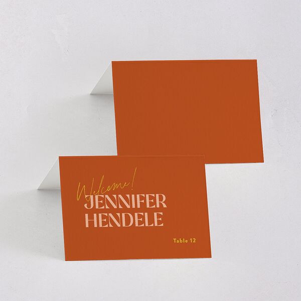 Wedding of the Century Place Cards Burnt Orange Signature