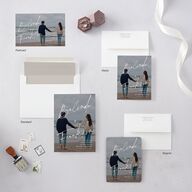 Modern Script Names Save The Date Cards Shadow Gray Signature smooth Blank No Standard