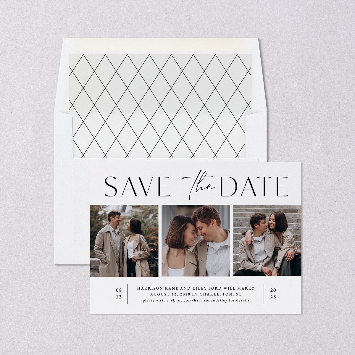 Film Strip Save The Date Cards Pure White Signature smooth Blank No Standard