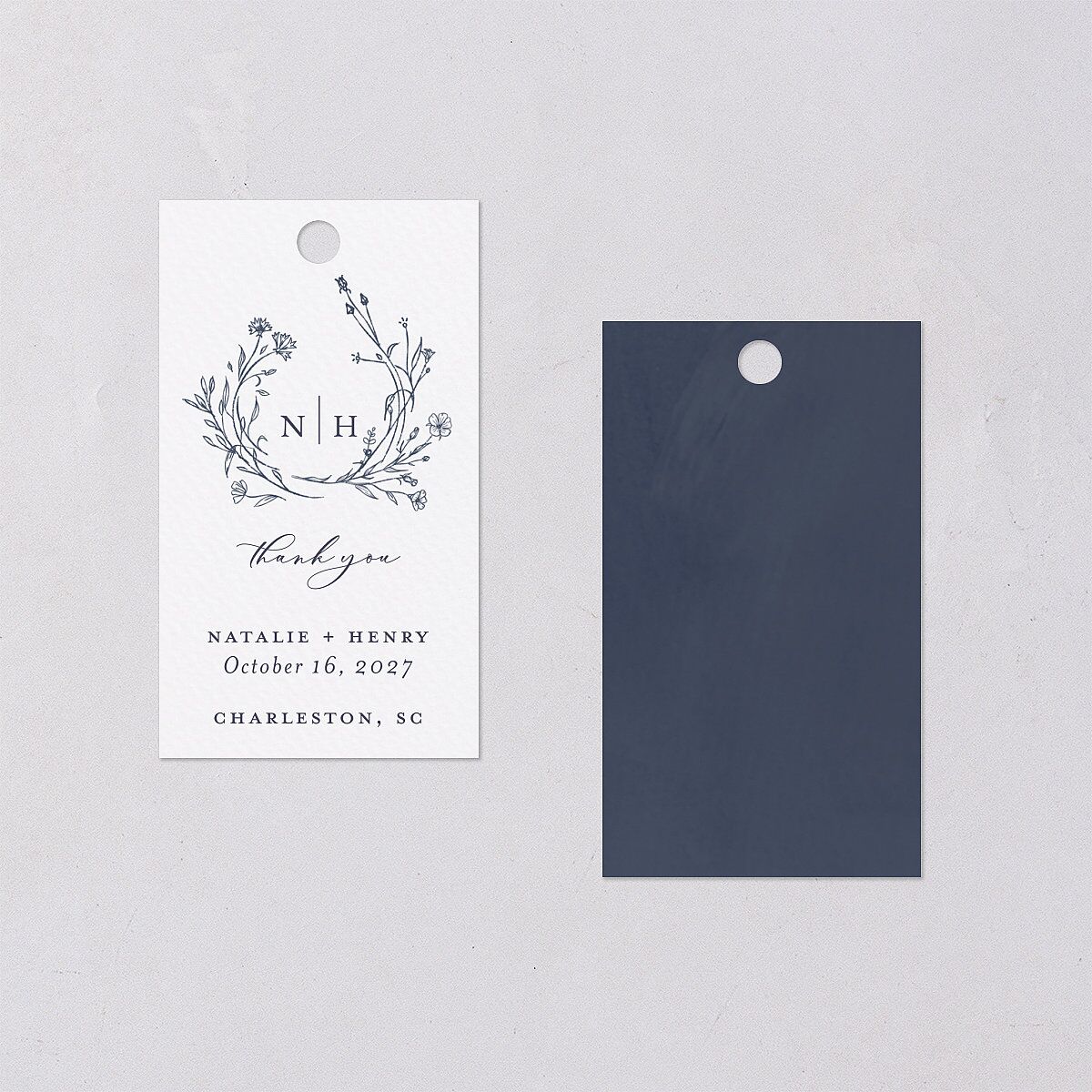 Natural Monogram Favor Gift Tags Midnight Navy Signature