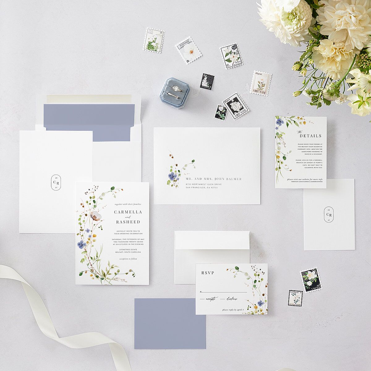 Delicate Wildflower Wedding Invitations — view 5