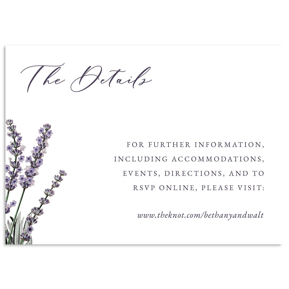 Vintage Lavender Wedding Enclosure Cards