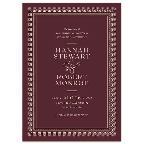 Antique Scallop Frame Wedding Invitations Merlot Signature Blank No Standard
