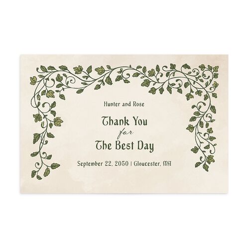 Vintage Fantasy Vines Thank You Postcards Olive