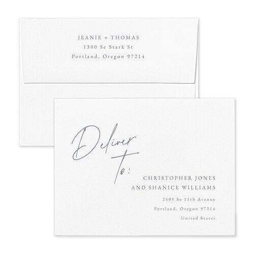Gilded Corner Save the Date Magnet Envelopes White Dusty Blue Return Address Signature Standard