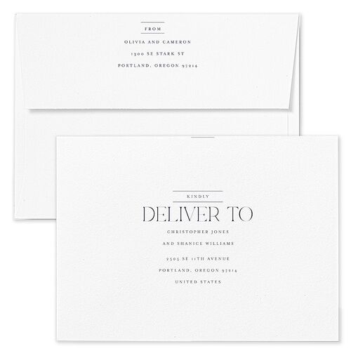 Photo Arch Wedding Invitation Envelopes Blue Midnight Navy Recipient Address Standard Signature