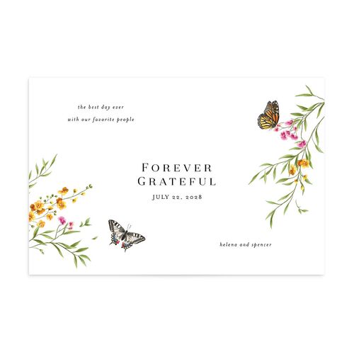 Rustic Butterflies Thank You Postcards Pure White