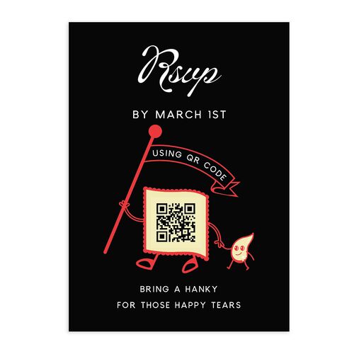 Whimsical Retro Cartoon QR Code RSVP Cards Licorice Signature Standard