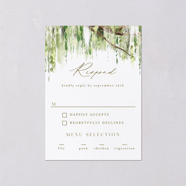 Southern Spanish Moss Wedding Response Cards Pure White Signature Standard