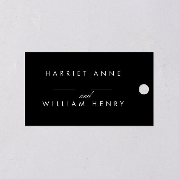 Polished Frame Favor Gift Tags Silver Licorice Signature