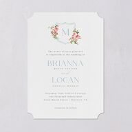 Watercolor Floral Crest Wedding Invitations Shell Pink Signature Blank Ticket No
