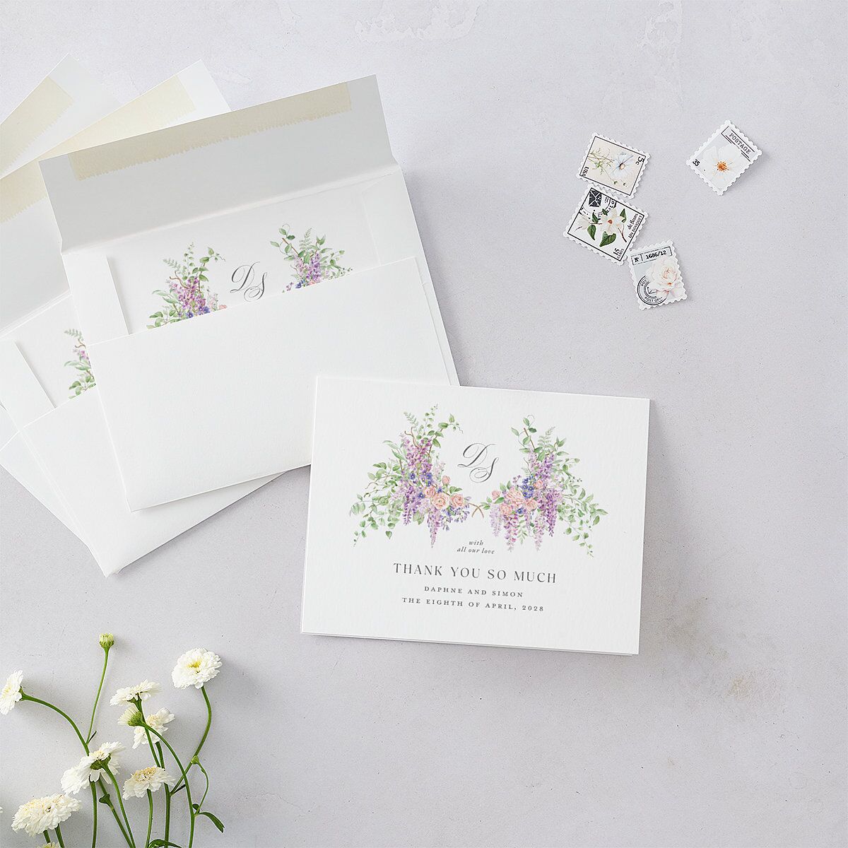 Formal Wisteria Garden Crest Thank You Cards by Bridgerton — view 2