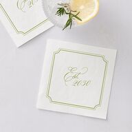 We're Getting Married Cocktail Napkins Deep Olive Napkin Uncoined