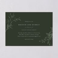 Shining Leaves Bridal Shower Invitations Dark Green Signature Blank