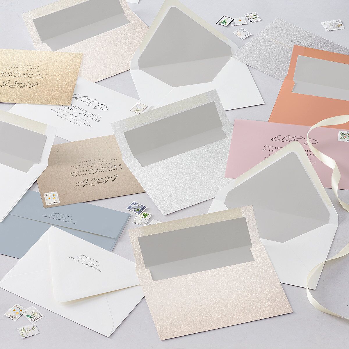 Romantic Calligraphy Wedding Invitations Silver Signature Blank No Standard