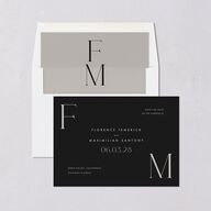 Modern Initials Save The Date Cards Midnight Signature smooth Blank No Standard